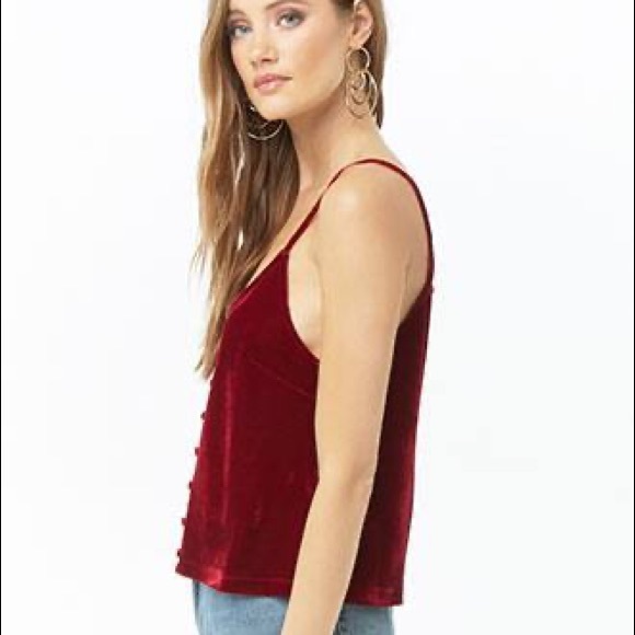 F21 | Velvet Button-Front Cami - Picture 2 of 5